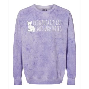 Funny Overeducated Cat Lady Who Votes For Kamala Harris 2024 Colorblast Crewneck Sweatshirt