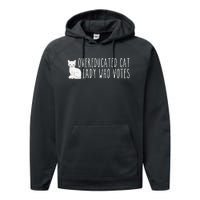 Funny Overeducated Cat Lady Who Votes For Kamala Harris 2024 Performance Fleece Hoodie