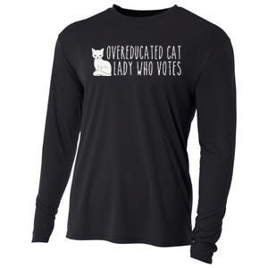 Funny Overeducated Cat Lady Who Votes For Kamala Harris 2024 Cooling Performance Long Sleeve Crew