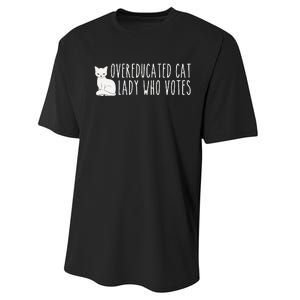 Funny Overeducated Cat Lady Who Votes For Kamala Harris 2024 Performance Sprint T-Shirt