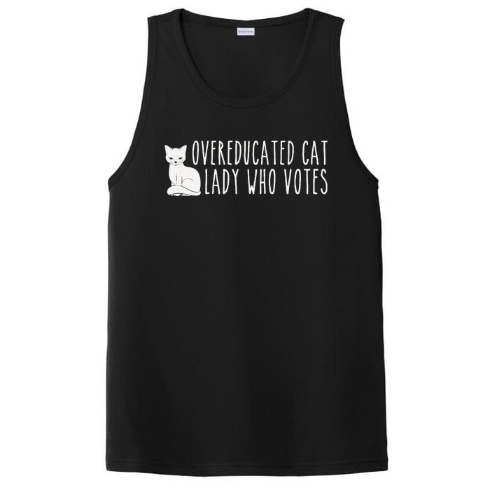 Funny Overeducated Cat Lady Who Votes For Kamala Harris 2024 PosiCharge Competitor Tank