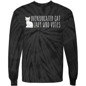 Funny Overeducated Cat Lady Who Votes For Kamala Harris 2024 Tie-Dye Long Sleeve Shirt