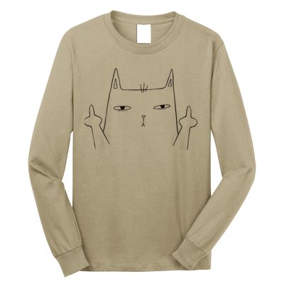 Flip Off Cat Middle Finger Cat Long Sleeve Shirt