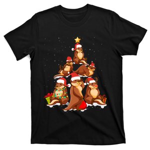 Funny Otter Christmas Tree Pajama Matching Costume T-Shirt