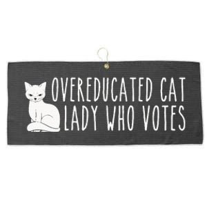 Funny Overeducated Cat Lady Who Votes For Kamala Harris 2024 Large Microfiber Waffle Golf Towel