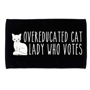 Funny Overeducated Cat Lady Who Votes For Kamala Harris 2024 Microfiber Hand Towel