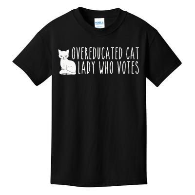 Funny Overeducated Cat Lady Who Votes For Kamala Harris 2024 Kids T-Shirt