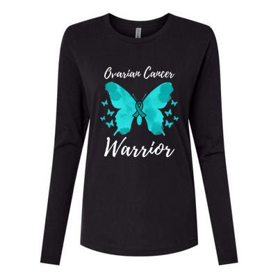 Funny Ovarian Cancer Warrior Ovarian Cancer Awareness Womens Cotton Relaxed Long Sleeve T-Shirt