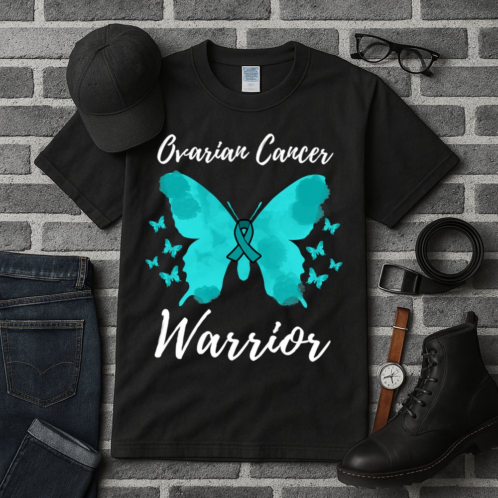 Funny Ovarian Cancer Warrior Ovarian Cancer Awareness Tall T-Shirt