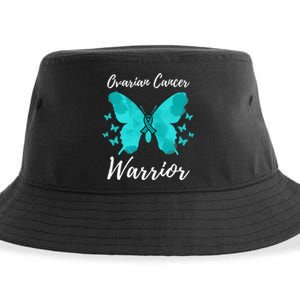 Funny Ovarian Cancer Warrior Ovarian Cancer Awareness Sustainable Bucket Hat