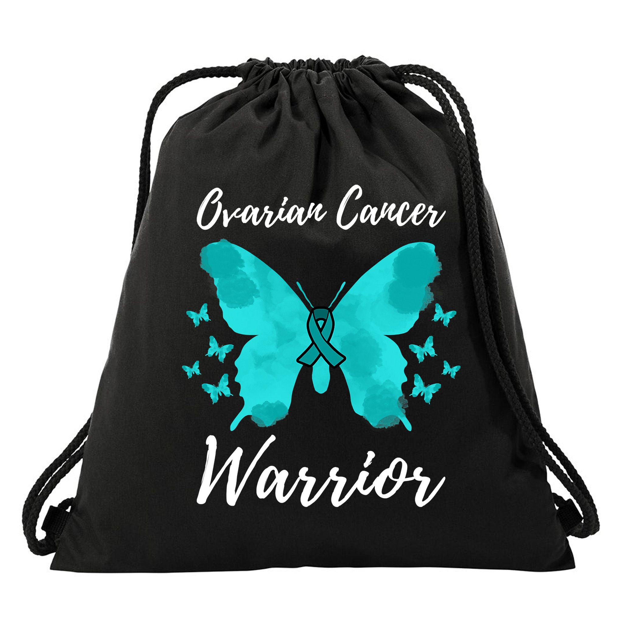 Funny Ovarian Cancer Warrior Ovarian Cancer Awareness Drawstring Bag