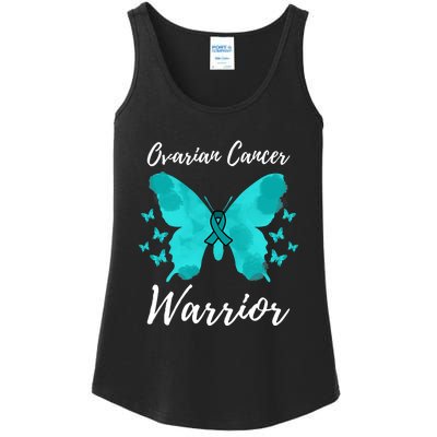 Funny Ovarian Cancer Warrior Ovarian Cancer Awareness Ladies Essential Tank