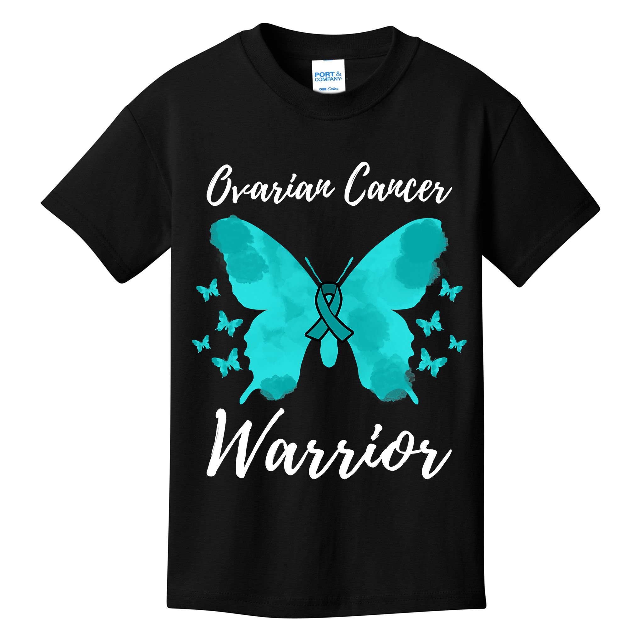 Funny Ovarian Cancer Warrior Ovarian Cancer Awareness Kids T-Shirt