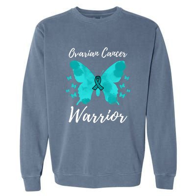 Funny Ovarian Cancer Warrior Ovarian Cancer Awareness Garment-Dyed Sweatshirt