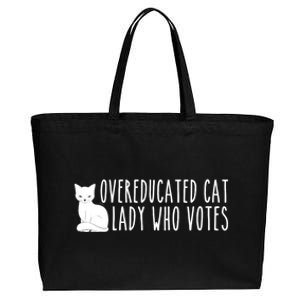 Funny Overeducated Cat Lady Who Votes For Kamala Harris 2024 Cotton Canvas Jumbo Tote