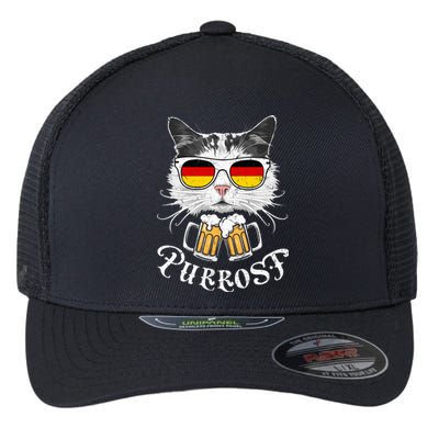 Funny Oktoberfest Cat Kitty Bavarian Drinking Beer Purrost Flexfit Unipanel Trucker Cap