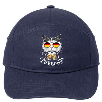 Funny Oktoberfest Cat Kitty Bavarian Drinking Beer Purrost 7-Panel Snapback Hat