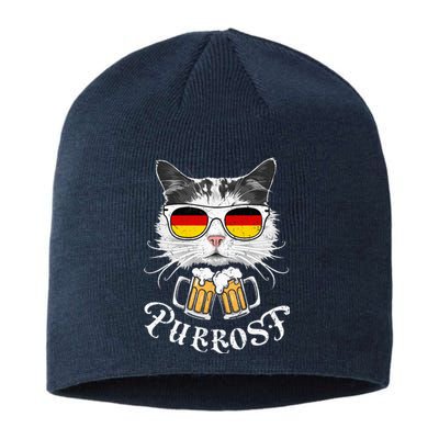 Funny Oktoberfest Cat Kitty Bavarian Drinking Beer Purrost Sustainable Beanie