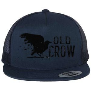 Funny Old Crow For Funny Birthdays And Halloween Flat Bill Trucker Hat