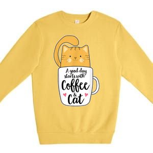 Funny Orange Cat Coffee Mug Cat Lover Premium Crewneck Sweatshirt