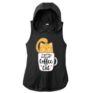 Funny Orange Cat Coffee Mug Cat Lover Ladies PosiCharge Tri-Blend Wicking Draft Hoodie Tank