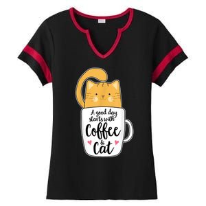 Funny Orange Cat Coffee Mug Cat Lover Ladies Halftime Notch Neck Tee