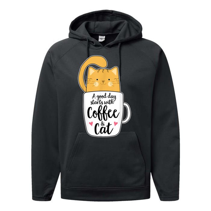 Funny Orange Cat Coffee Mug Cat Lover Performance Fleece Hoodie