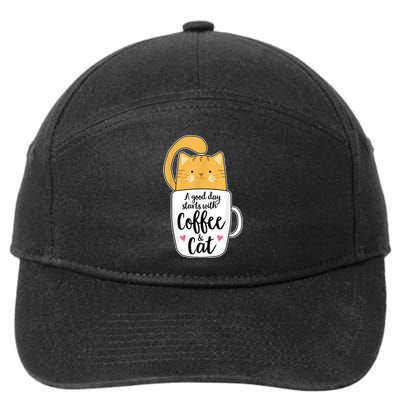 Funny Orange Cat Coffee Mug Cat Lover 7-Panel Snapback Hat