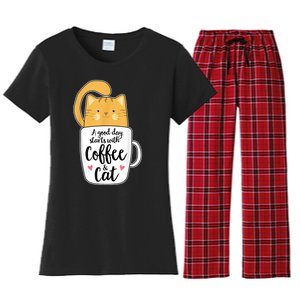 Funny Orange Cat Coffee Mug Cat Lover Women's Flannel Pajama Set