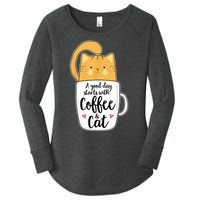 Funny Orange Cat Coffee Mug Cat Lover Women's Perfect Tri Tunic Long Sleeve Shirt