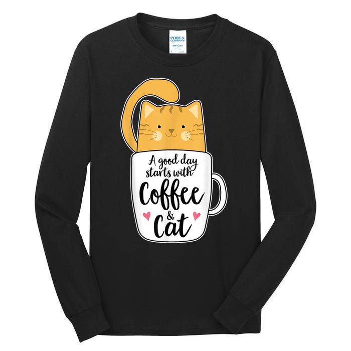 Funny Orange Cat Coffee Mug Cat Lover Tall Long Sleeve T-Shirt