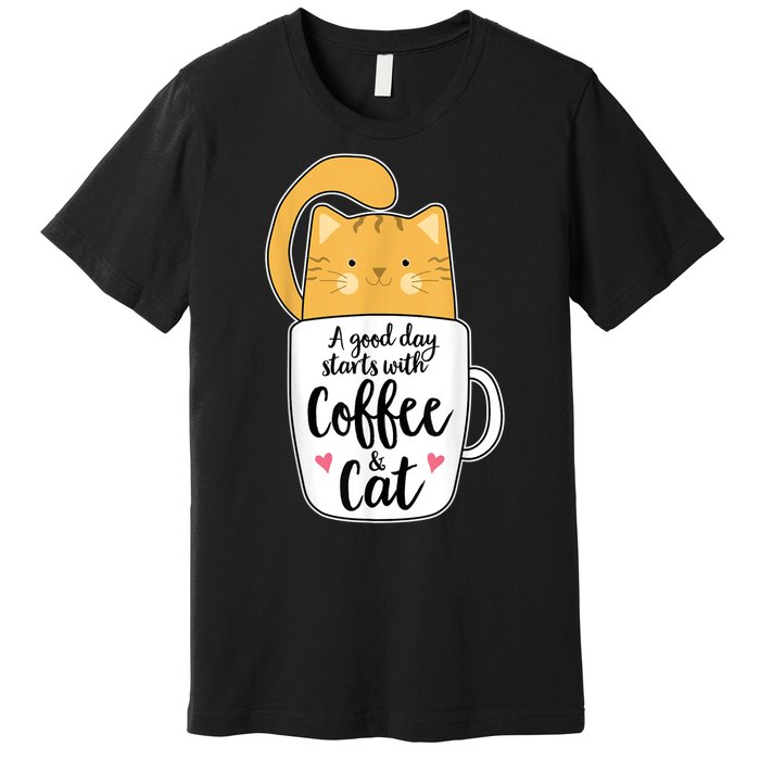 Funny Orange Cat Coffee Mug Cat Lover Premium T-Shirt