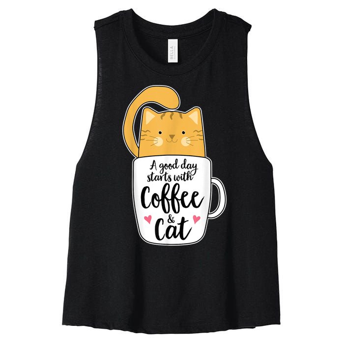 Funny Orange Cat Coffee Mug Cat Lover Women's Racerback Cropped Tank