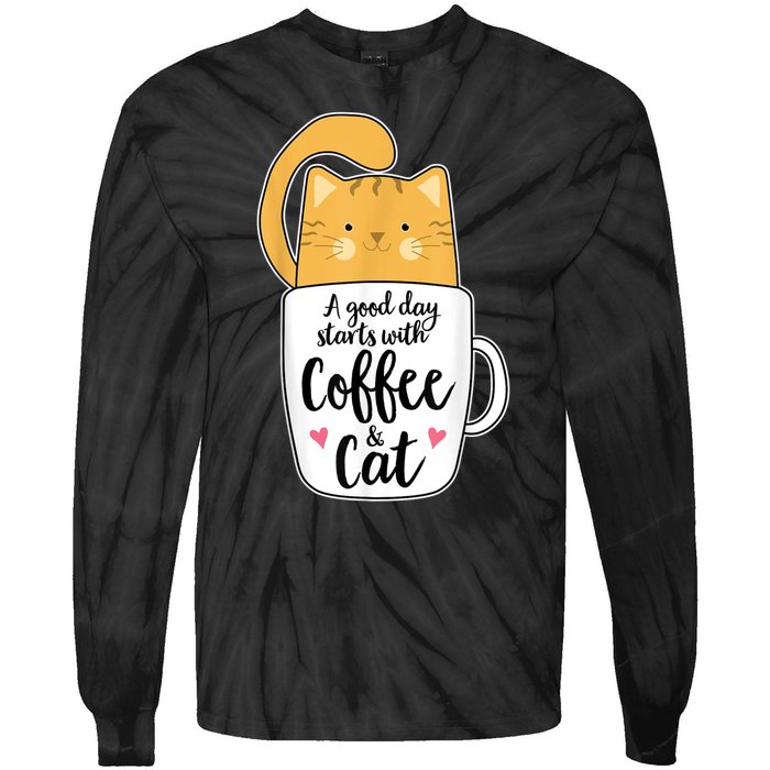 Funny Orange Cat Coffee Mug Cat Lover Tie-Dye Long Sleeve Shirt