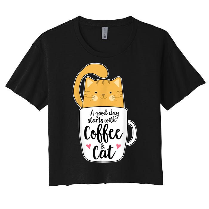 Funny Orange Cat Coffee Mug Cat Lover Women's Crop Top Tee