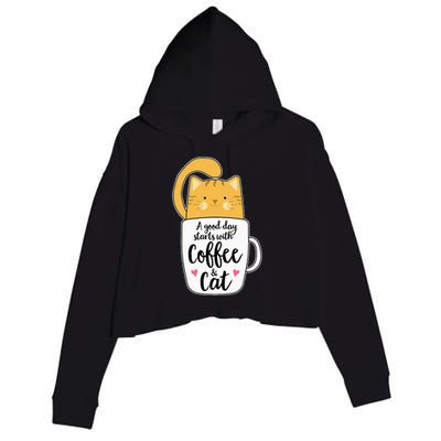 Funny Orange Cat Coffee Mug Cat Lover Crop Fleece Hoodie