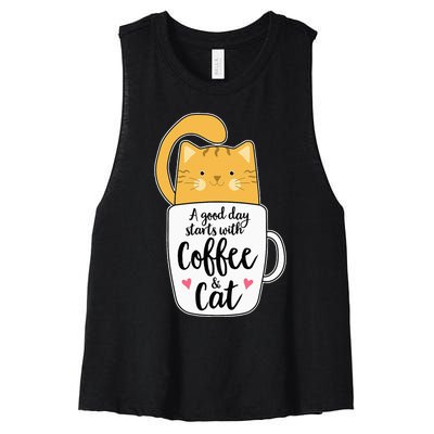 Funny Orange Cat Coffee Mug Cat Lover Women's Racerback Cropped Tank