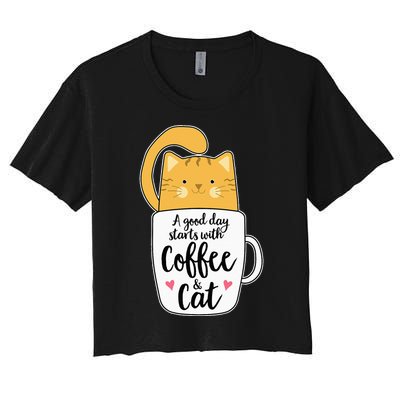 Funny Orange Cat Coffee Mug Cat Lover Women's Crop Top Tee