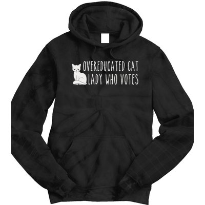 Funny Overeducated Cat Lady Who Votes For Kamala Harris 2024 Gift Tie Dye Hoodie