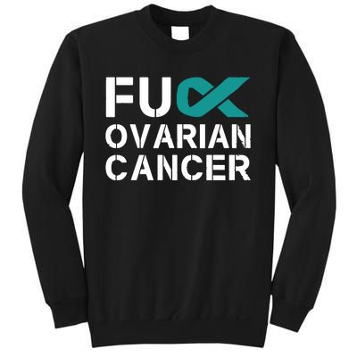 Fuck Ovarian Cancer Awareness Teal Ribbon Warrior Survivor Sweatshirt