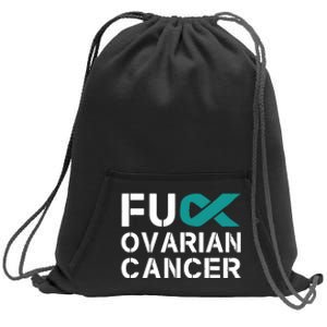 Fuck Ovarian Cancer Awareness Teal Ribbon Warrior Survivor Sweatshirt Cinch Pack Bag