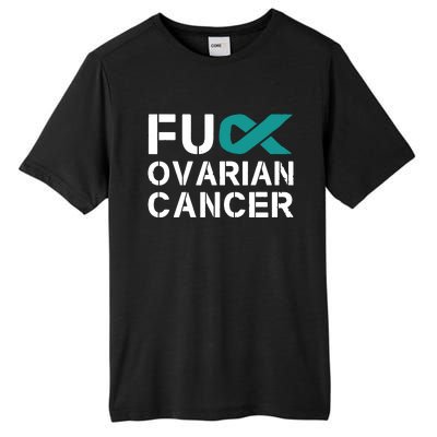 Fuck Ovarian Cancer Awareness Teal Ribbon Warrior Survivor Tall Fusion ChromaSoft Performance T-Shirt