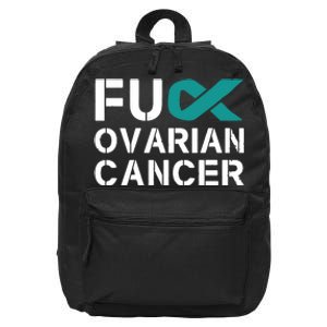 Fuck Ovarian Cancer Awareness Teal Ribbon Warrior Survivor 16 in Basic Backpack