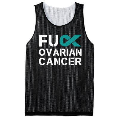 Fuck Ovarian Cancer Awareness Teal Ribbon Warrior Survivor Mesh Reversible Basketball Jersey Tank