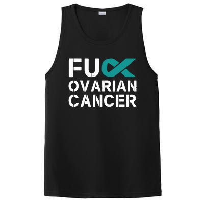 Fuck Ovarian Cancer Awareness Teal Ribbon Warrior Survivor PosiCharge Competitor Tank