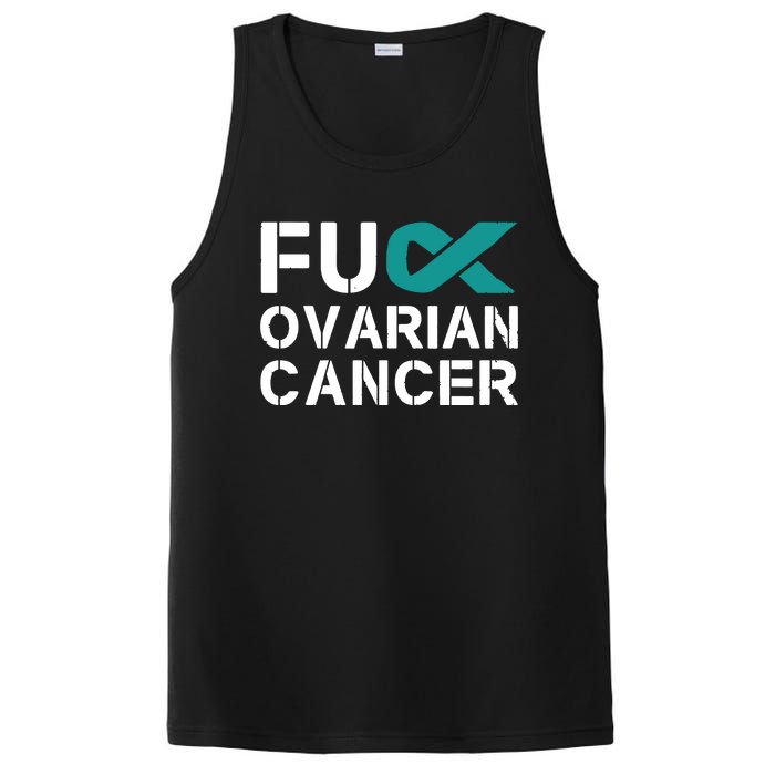 Fuck Ovarian Cancer Awareness Teal Ribbon Warrior Survivor PosiCharge Competitor Tank