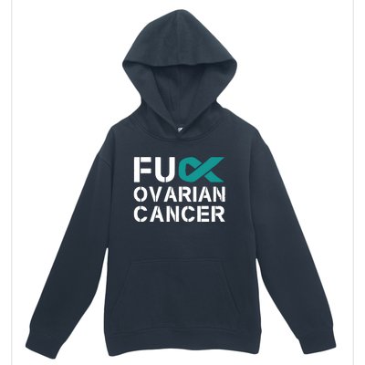 Fuck Ovarian Cancer Awareness Teal Ribbon Warrior Survivor Urban Pullover Hoodie