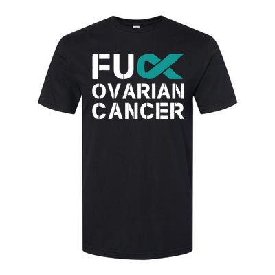 Fuck Ovarian Cancer Awareness Teal Ribbon Warrior Survivor Softstyle CVC T-Shirt