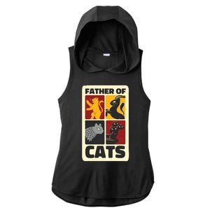 Father Of Cats Funny Ladies PosiCharge Tri-Blend Wicking Draft Hoodie Tank