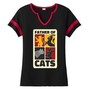 Father Of Cats Funny Ladies Halftime Notch Neck Tee